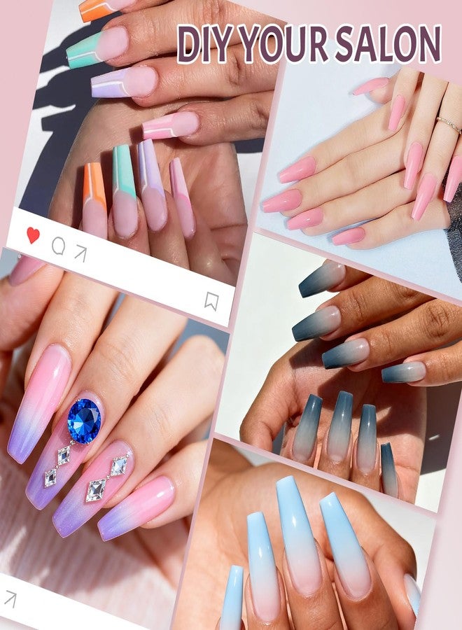 رانروز مجموعة أظافر صناعية من رانروز، ٥٠٤ قطعة، أطراف أظافر فرنسية ناعمة من الجل الشفاف، ١٢ مقاسًا، طقم أظافر أكريليك نصف تغطية، مع علبة، مناسبة لصالونات التجميل والاستخدام المنزلي. - Image 2